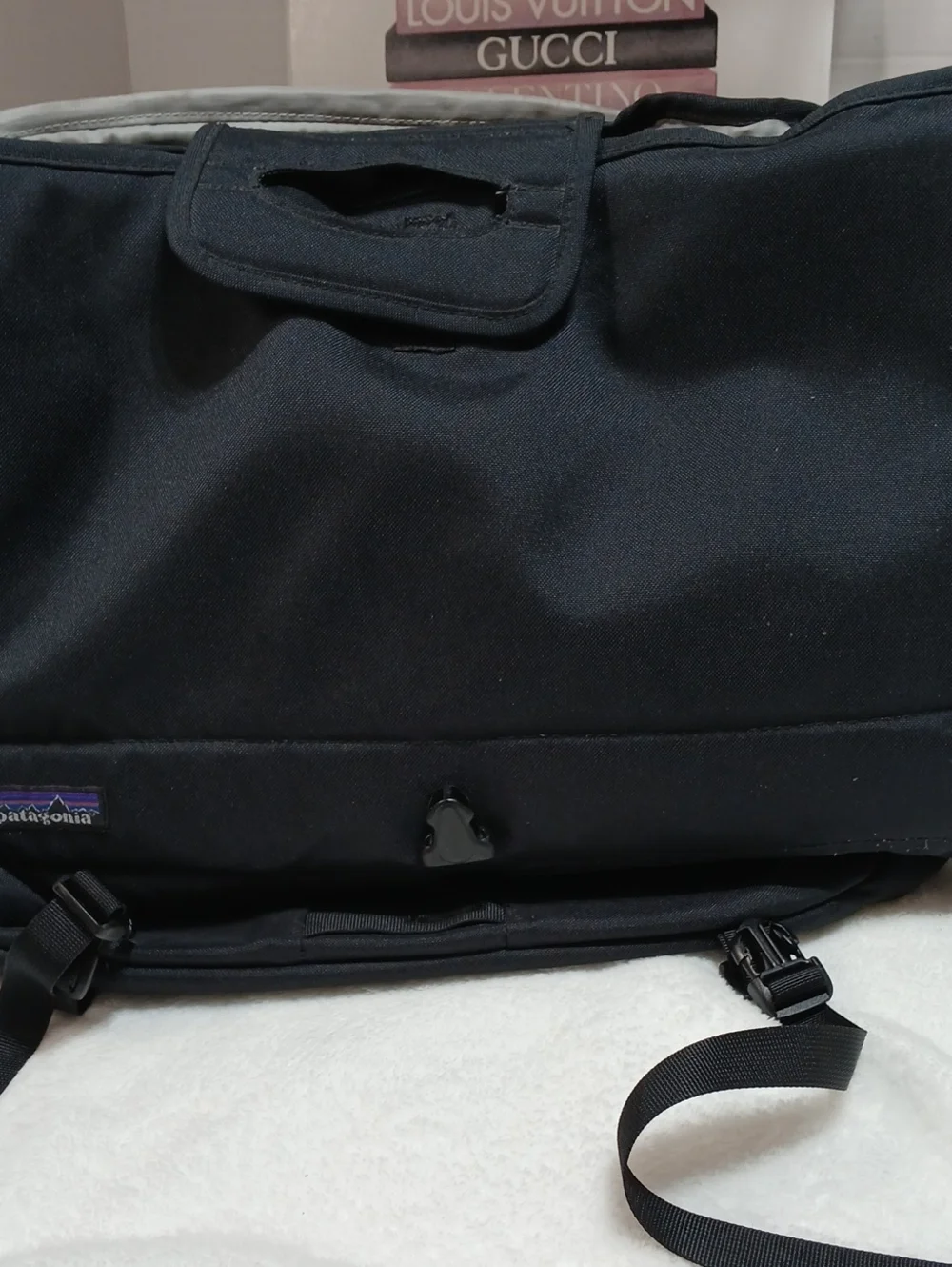 The Patagonia Half Mass Messenger Bag with Gray Reflective Trim Unisex